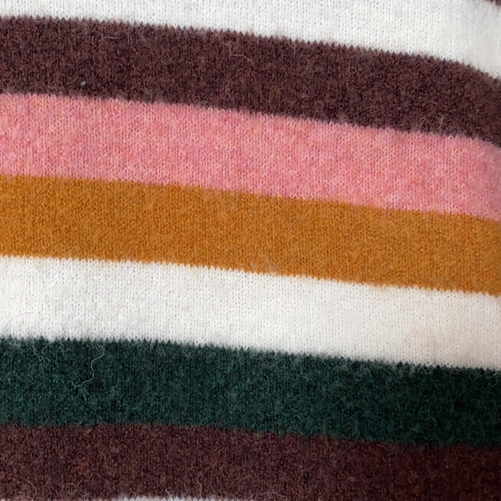 Madewell Calyse Wool Blend Balloon Sleeve Striped Pullover XS GUC - Picture 3 of 8